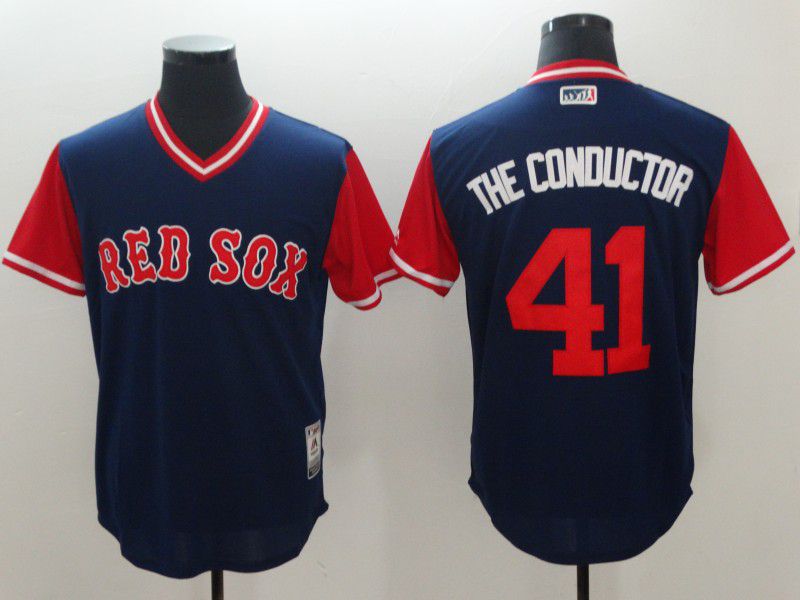Men Boston Red Sox 41 The conductor Blue New Rush Limited MLB Jerseys